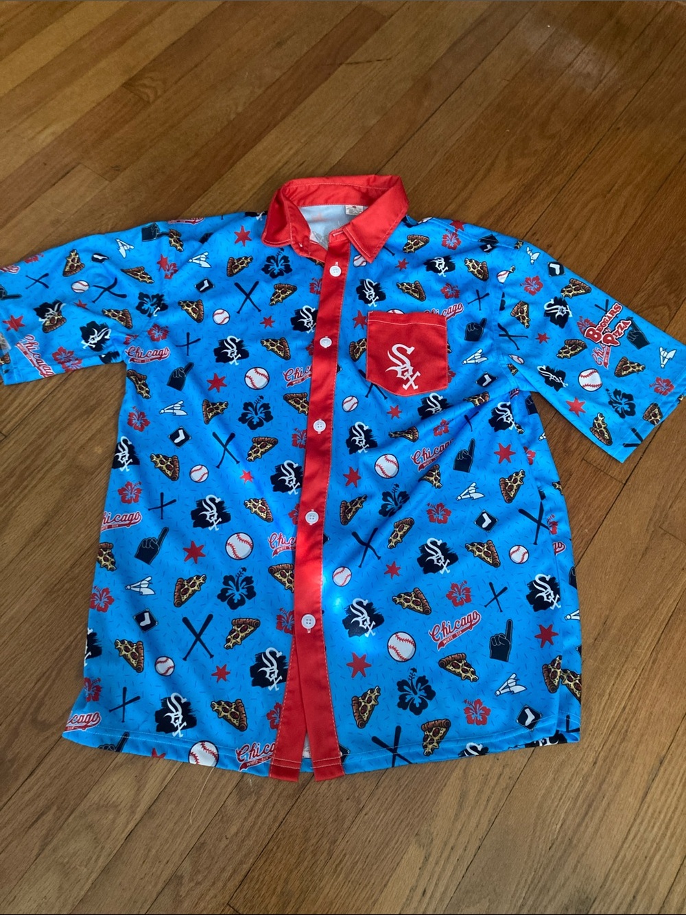 Chicago white Sox Hawaiian Shirt in Bright Blue & Red stadium giveaway size M